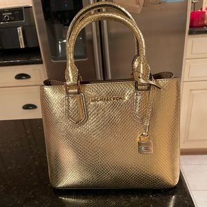 Gold Michael Kors Lizard Skin Texture Evening Bag